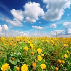 Obraz premium field of yellow flowers. generative ai