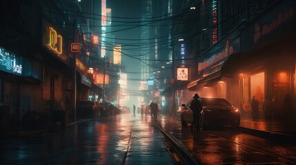 Naklejka premium people walking on the street at night