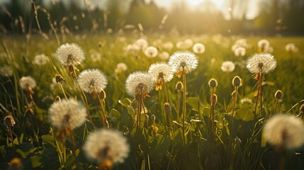 field of dandelions