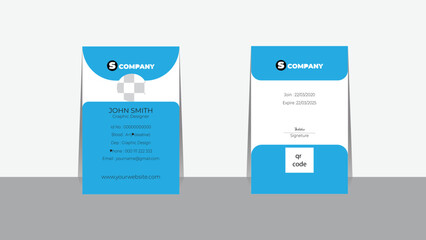 Creative id card design template blue and white color.
