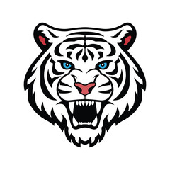 furious white tiger head vector mascot logo