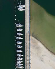 boat in the harbor gdynia marina aerial view