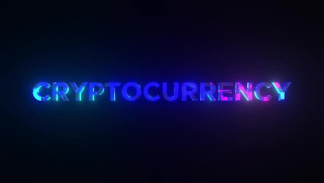 Cryptocurrency 3d text with glow 