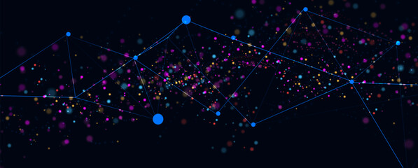 Neural network concept. Connected cells with links. High technology process. Abstract background