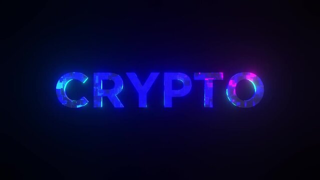 Crypto 3d text sign glow