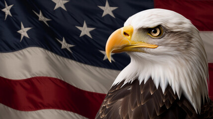 Bland eagle and american flag