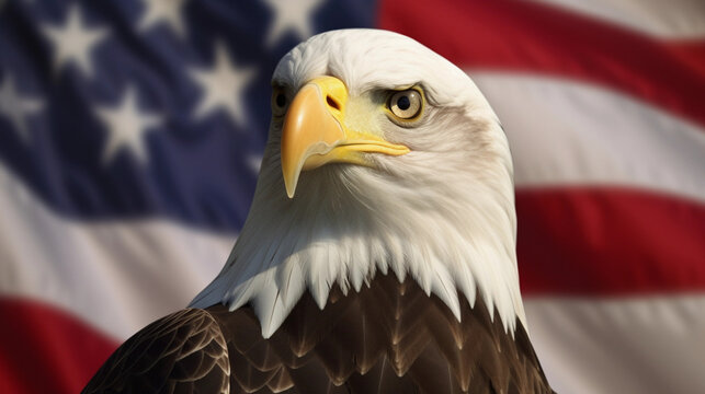 Bland eagle and american flag