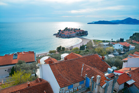 View of st. stephan island in budva, montenegro