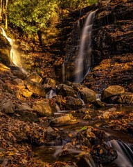 Silk effect water flowing down the Soco Falls in Cherokee