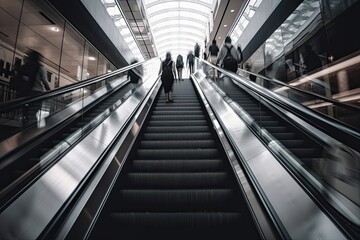 modern escalator in trade center, a generative
