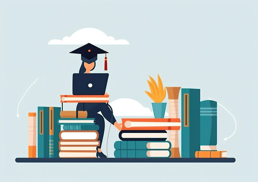 The concept of online education, the process of learning via the internet. Online learning provides flexible, accessible and personalised learning opportunities for learners worldwide.AI generated 