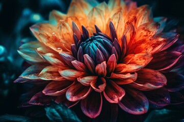 multicolored splendid flowers of a dahlia created with Generative AI technology