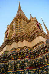 Stupa and Pagoda from temple of Wat Pho and Grand Palace Bangkok.