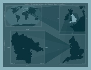 St Helens, England - Great Britain. Described location diagram