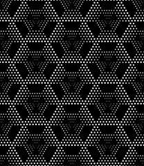 Vector seamless texture. Modern geometric background with dotted hexagons.