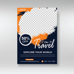 Travel flyer ,tourism, vacation flyer poster design template.