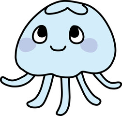 Obraz premium かわいいクラゲのカラーイラスト