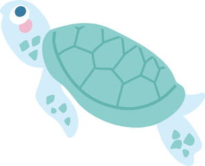 かわいいウミガメの主線なしカラーイラスト