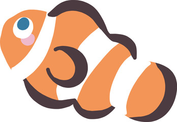 かわいいカクレクマノミの主線なしカラーイラスト