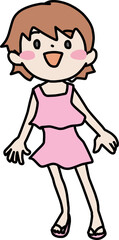 水着を着た笑顔の女の子のカラーイラスト