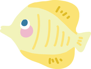 かわいいキイロハギの主線なしカラーイラスト