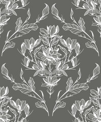 seamless lace pattern, vector illustration, magnolia flowers © Дарья Березина