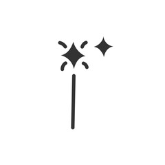 Hand drawn magic wand with stars flat sign design. Magic wand vector icon. Pictogram of magic wand symbol. Hand drawn icon. UX UI icon
