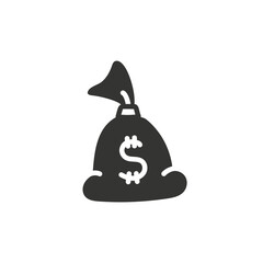 Hand drawn bag of money vector icon. Cash icon fat sign design. Money bag symbol pictogram. UX UI icon