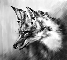 sketch of a fox. graphically drawn animal