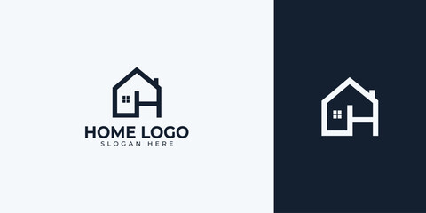 Logo design of H in vector for construction, home, real estate, building, property. Minimal awesome trendy professional logo design template on black background.