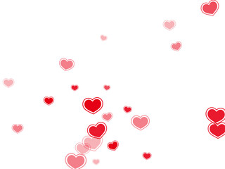 Beautiful red hearts falling vector illustration.