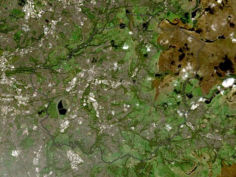 Tameside, England - Great Britain. Low-res satellite. No legend