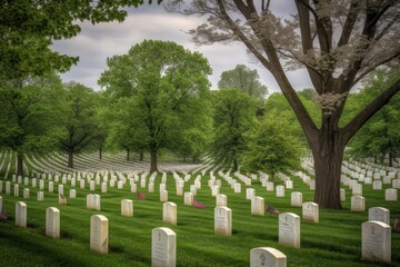On US Memorial Day, people visit military cemeteries to honor fallen heroes, generative AI.