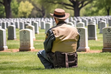 On US Memorial Day, people visit military cemeteries to honor fallen heroes, generative AI.