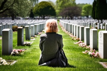 On US Memorial Day, people visit military cemeteries to honor fallen heroes, generative AI.