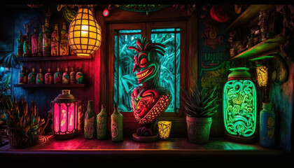 Vibrant Tiki Bar - Ai generative