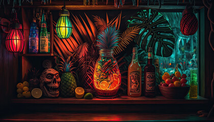 Vibrant Tiki Bar - Ai generative