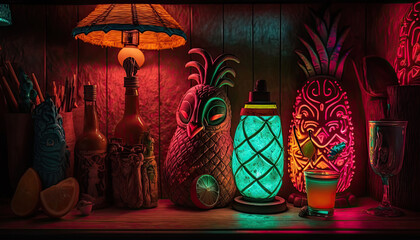 Vibrant Tiki Bar - Ai generative
