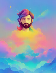 Obraz na płótnie Canvas colorful jesus face, create with generative Ai