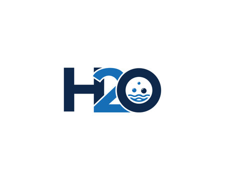 Letter H2o or H20 Water Bubble Logo Design With Water Wave Symbol Vector Illustration.
