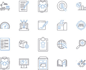 Productiveness outline icons collection. Efficiency, Output, Quality, Prosperity, Process, Excellence, Fruitful vector and illustration concept set. Vigorous, Proficient, Gainful linear signs