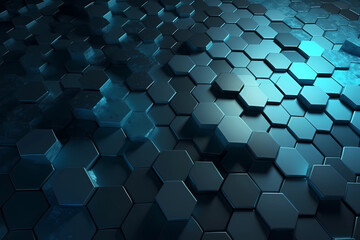 Abstract Grey Blue Background Hexagon Shape. Created by Generative AI