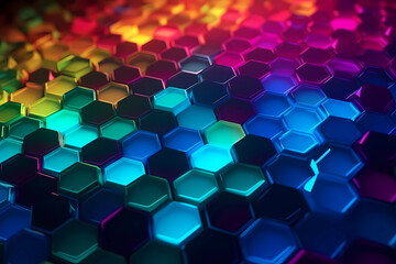 Abstract Colorful Background Hexagon Shape. Created by Generative AI