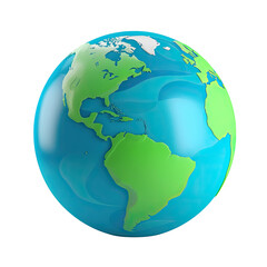 3D Icon Of Globe With Blue Oceans And Green Continents. On An Isolated Transparent Background, Png. Generative AI