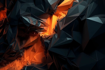 Abstract Background Polygon Shape Orange And Black. Created by Generative AI
