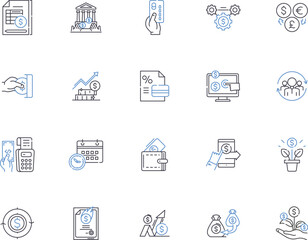 Credit card outline icons collection. Card, Credit, Debit, Bank, VISA, Mastercard, AMEX vector and illustration concept set. Plastic, Payment, Applepay linear signs