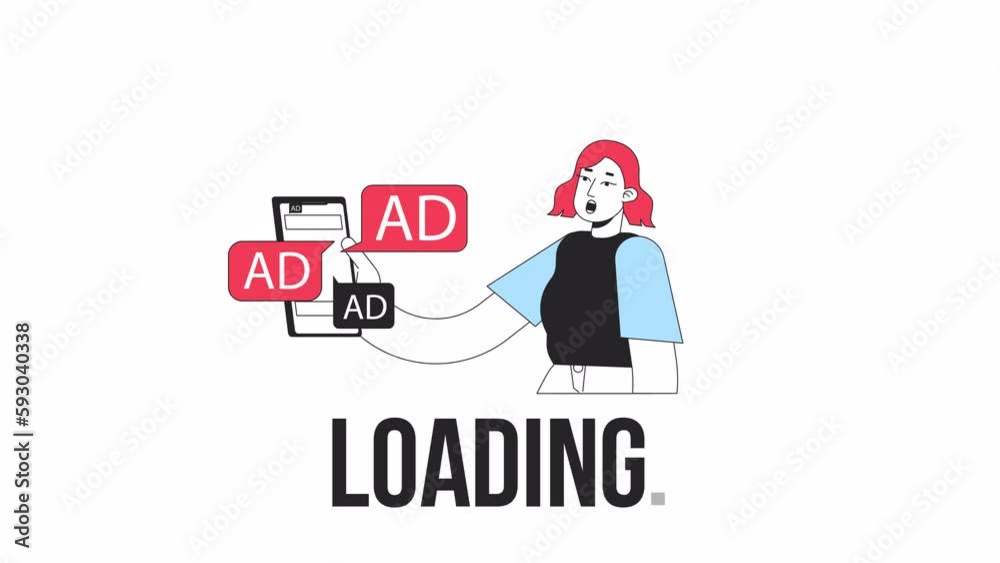 Poster too many ads online loader animation. online advertising. flash message 4k video footage. isolated o