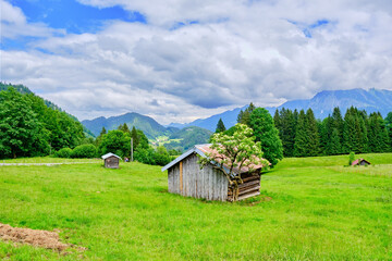 Mountain scenery in the Allgaeu Alps not far from Alpe Dornach near Oberstdorf in Bavaria, Germany, Europe.