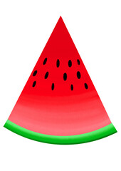 slice of watermelon, hand-drawn illustration, isolated on white