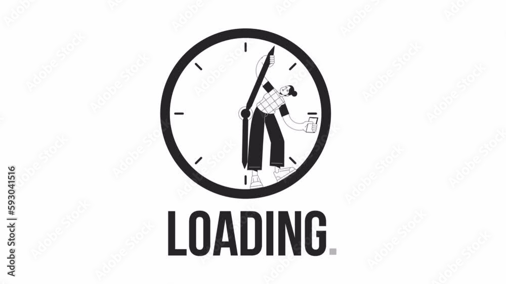 Aufkleber wasting time bw loader animation. excessive screen time. flash message 4k video footage. isolated mo